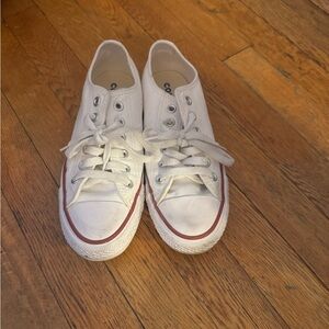 White Canvas Sneakers with Blue Star Logo